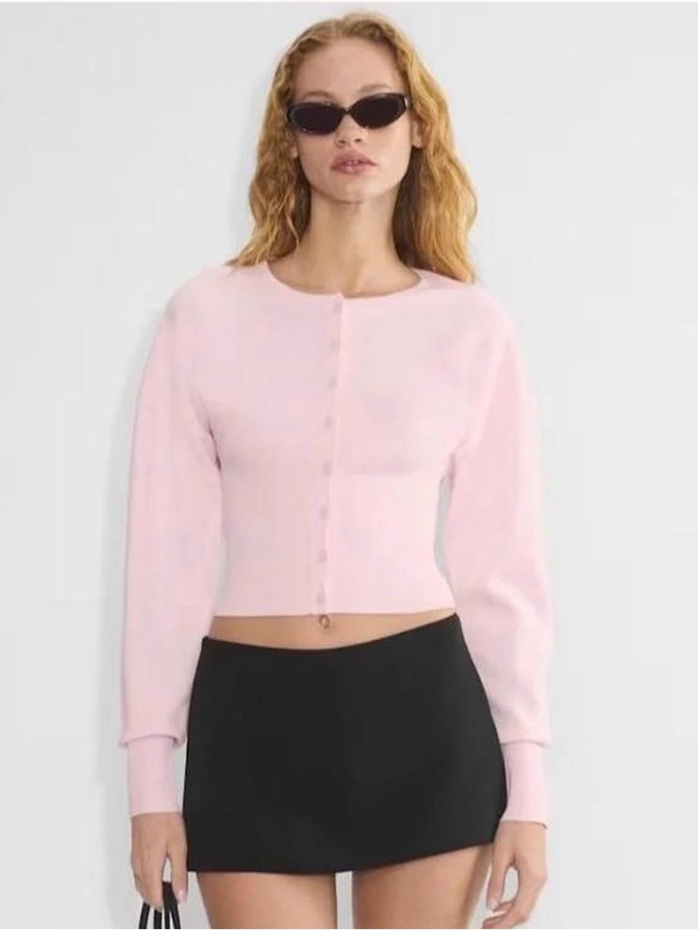 Aritzia Blush Pink Cropped Button Cardigan